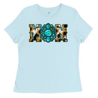 Baby Blue Sunflower Cowhide Turquoise Gemstone Mom Ladies Tee - Jasminsmagicworld