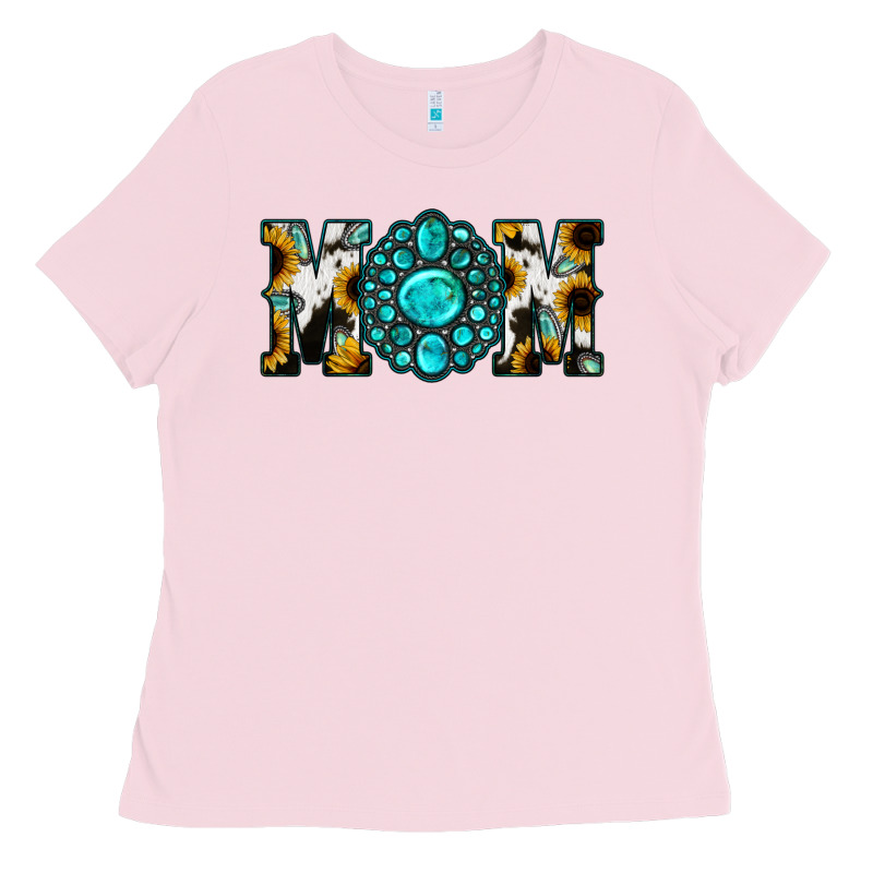Sunflower Cowhide Turquoise Gemstone Mom Ladies Tee by Jasminsmagicworld | Teevron