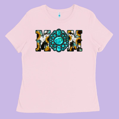 Sunflower Cowhide Turquoise Gemstone Mom Ladies Tee Designed By Jasminsmagicworld