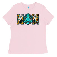 Bubblegum Pink Sunflower Cowhide Turquoise Gemstone Mom Ladies Tee - Jasminsmagicworld