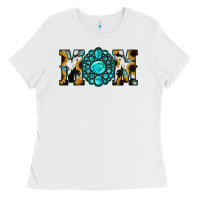 White Sunflower Cowhide Turquoise Gemstone Mom Ladies Tee - Jasminsmagicworld