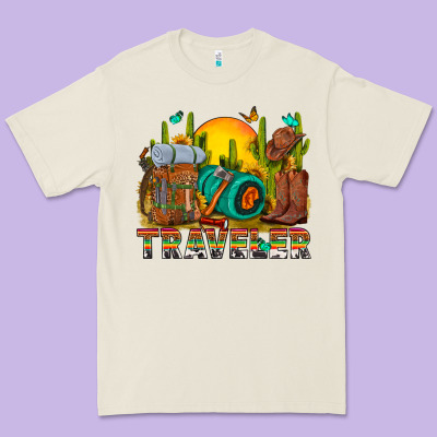 Western Traveler Cowboy Premium Tee Designed By Nancycooperartshop