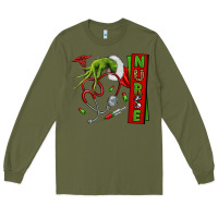 Army Green Christmas Character Long Sleeve Tee - NancyCooperArtShop