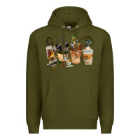 Army Green Fishing Coffee Cups Premium Hoodie - FaDigitalArtStudio