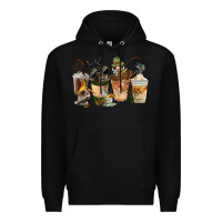 Black Fishing Coffee Cups Premium Hoodie - FaDigitalArtStudio