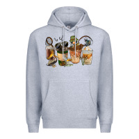 Heather Grey Fishing Coffee Cups Premium Hoodie - FaDigitalArtStudio