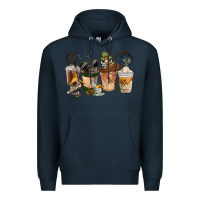 Navy Fishing Coffee Cups Premium Hoodie - FaDigitalArtStudio