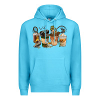 Ocean Blue Fishing Coffee Cups Premium Hoodie - FaDigitalArtStudio