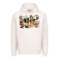 Pale Pink Fishing Coffee Cups Premium Hoodie - FaDigitalArtStudio