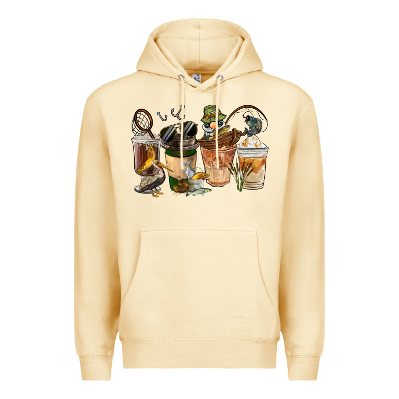 Fishing Coffee Cups Premium Hoodie by FaDigitalArtStudio | Teevron