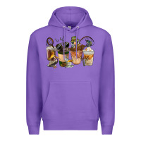 Purple Fishing Coffee Cups Premium Hoodie - FaDigitalArtStudio