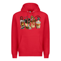 Red Fishing Coffee Cups Premium Hoodie - FaDigitalArtStudio