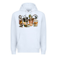 White Fishing Coffee Cups Premium Hoodie - FaDigitalArtStudio