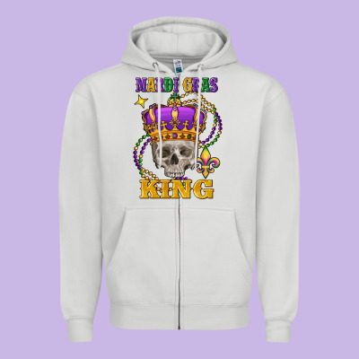 Skull Mardi Gras King Zipper Hoodie Designed By Fadigitalartstudio