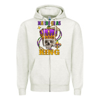 Oatmeal Heather Skull Mardi Gras king Zipper Hoodie - FaDigitalArtStudio