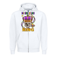 White Skull Mardi Gras king Zipper Hoodie - FaDigitalArtStudio