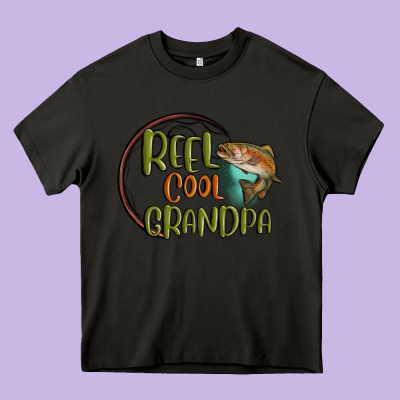 Reel Cool  Grandpa Heavy Core Tee Designed By Maliassmallbusiness