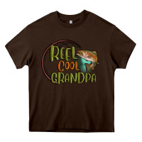 Chocolate Brown reel cool  grandpa Heavy Core Tee - MaliasSmallBusiness