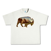 Pistachio Bison Silhouette Desert Landscape Urban Heavy Tee - Bettercallsaul