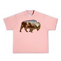 Salmon Bison Silhouette Desert Landscape Urban Heavy Tee - Bettercallsaul