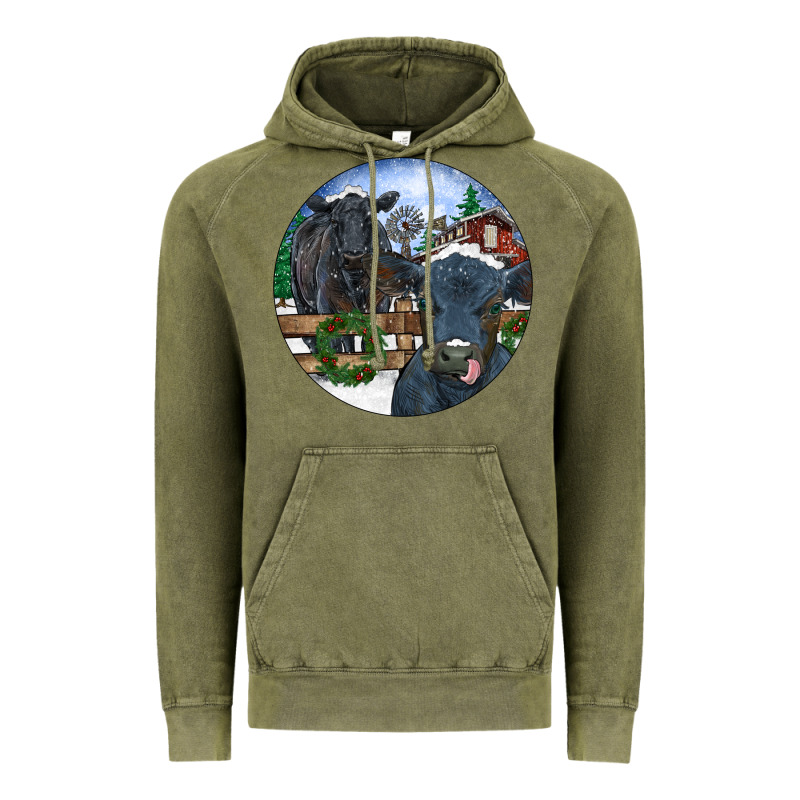 Black Angus Cattle And Calf Christmas Vintage Hoodie by RanaPortraitStore | Teevron