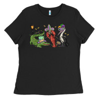 Black mardi gras alligator crawfish pelican Ladies Tee - MaliasSmallBusiness