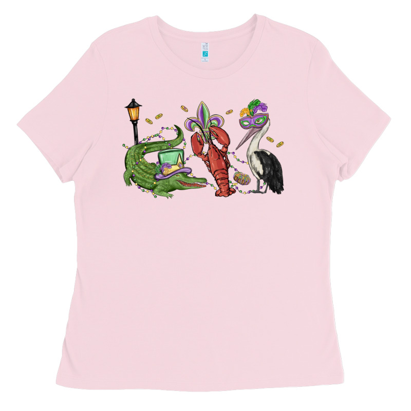 Mardi Gras Alligator Crawfish Pelican Ladies Tee by MaliasSmallBusiness | Teevron