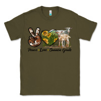 Army Green Peace Love Saanen Goats Classic Tee - LillyAllenDesigns