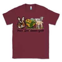 Burgundy Peace Love Saanen Goats Classic Tee - LillyAllenDesigns