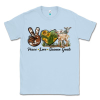 Dusty Blue Peace Love Saanen Goats Classic Tee - LillyAllenDesigns