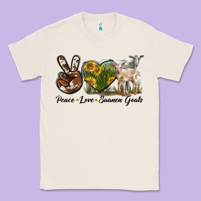 Peace Love Saanen Goats Classic Tee Designed By Lillyallendesigns