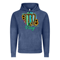Vintage Denim Virgo Zodiac Sign Sunflower Leopard Serape Vintage Hoodie - RanaPortraitStore