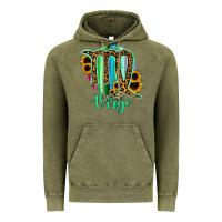 Vintage Olive Virgo Zodiac Sign Sunflower Leopard Serape Vintage Hoodie - RanaPortraitStore