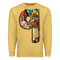 Antique Gold Farm Life Alphabet Lowercase Letters Q Premium Sweatshirt - BundleAndBundleShop