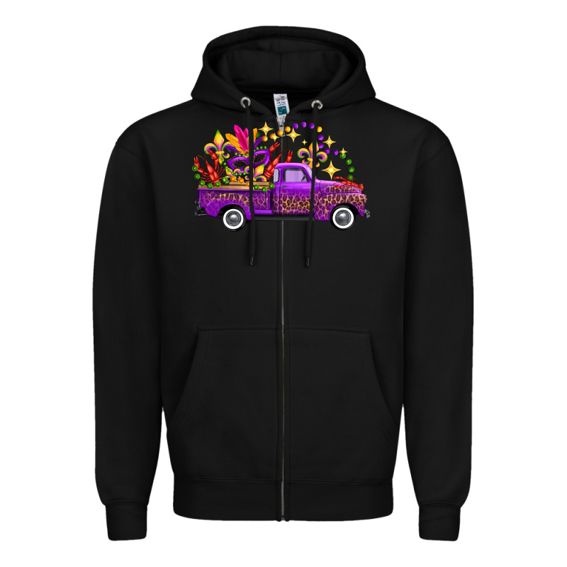 Mardi Gras Leopard Truck Zipper Hoodie by FaDigitalArtStudio | Teevron