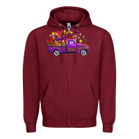 Burgundy Mardi Gras Leopard Truck Zipper Hoodie - FaDigitalArtStudio