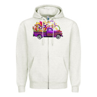 Oatmeal Heather Mardi Gras Leopard Truck Zipper Hoodie - FaDigitalArtStudio