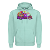 Seafoam Mardi Gras Leopard Truck Zipper Hoodie - FaDigitalArtStudio