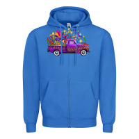 True Royal Mardi Gras Leopard Truck Zipper Hoodie - FaDigitalArtStudio