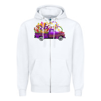 White Mardi Gras Leopard Truck Zipper Hoodie - FaDigitalArtStudio