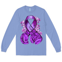 Colony Blue purple ribbon with boxing gloves Long Sleeve Tee - NancyCooperArtShop