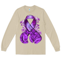 Mushroom purple ribbon with boxing gloves Long Sleeve Tee - NancyCooperArtShop