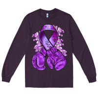 Plum purple ribbon with boxing gloves Long Sleeve Tee - NancyCooperArtShop