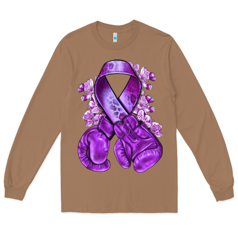 Purple Ribbon With Boxing Gloves Long Sleeve Tee by NancyCooperArtShop | Teevron