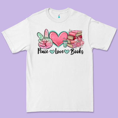 Peace Love Books Premium Tee Designed By Maliassmallbusiness