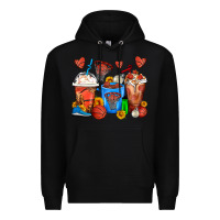 Black Basketball Coffee Cups Premium Hoodie - FaDigitalArtStudio