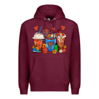 Burgundy Basketball Coffee Cups Premium Hoodie - FaDigitalArtStudio