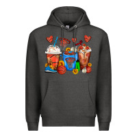 Charcoal Heather Basketball Coffee Cups Premium Hoodie - FaDigitalArtStudio