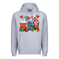 Heather Grey Basketball Coffee Cups Premium Hoodie - FaDigitalArtStudio