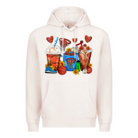 Pale Pink Basketball Coffee Cups Premium Hoodie - FaDigitalArtStudio